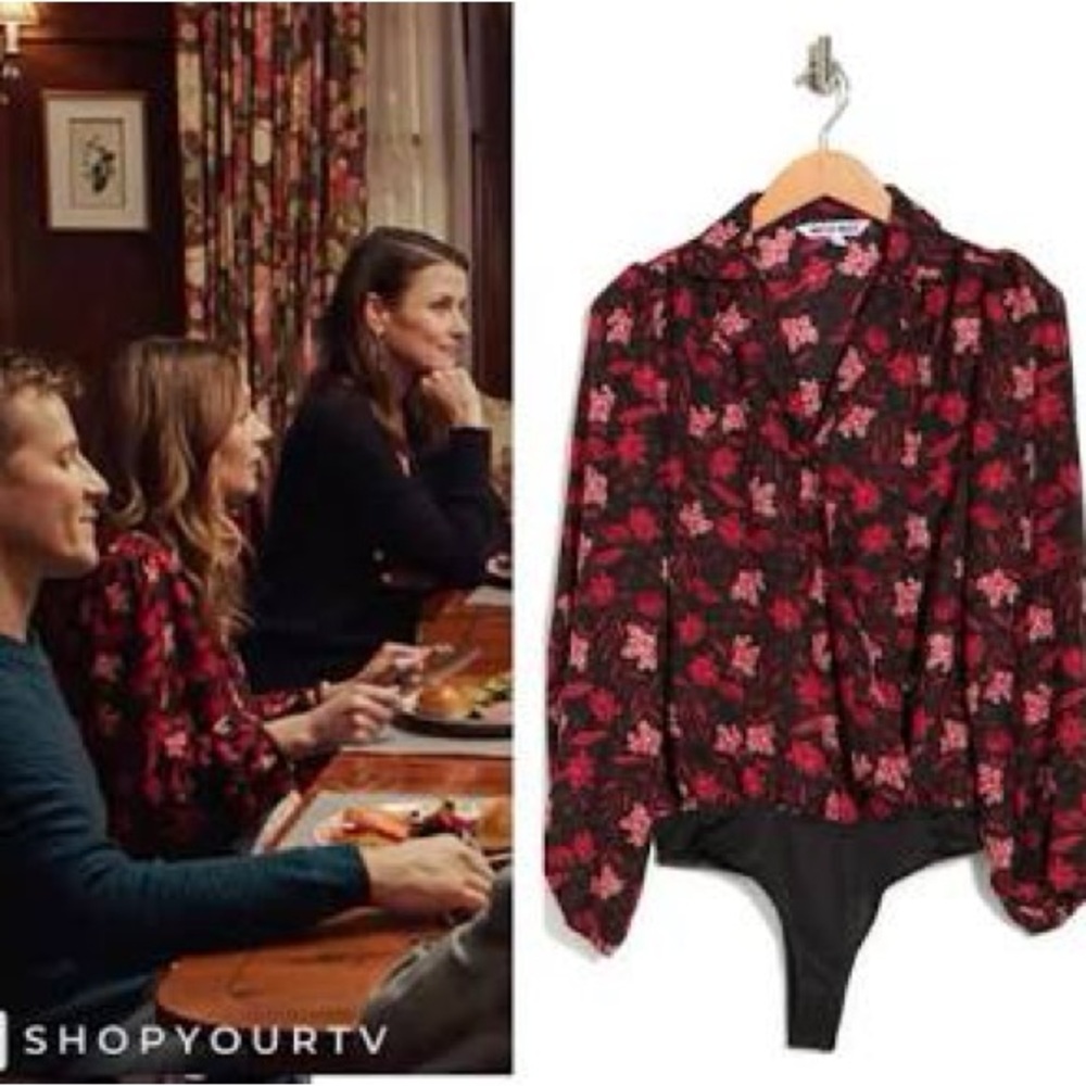 2 FOR $25Walter Baker One Piece Darla Begonia Bodysuit Red Black Floral M $158